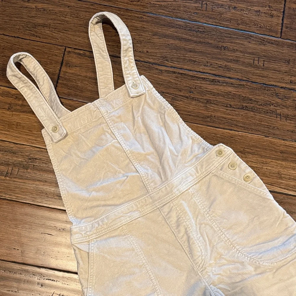 Patagonia Stand Up Cropped Corduroy Cream Overalls - Picture 2 of 7